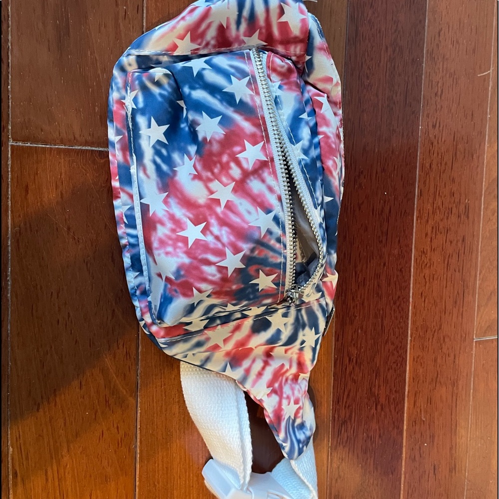 Red white and blue tie dye Fanny pack